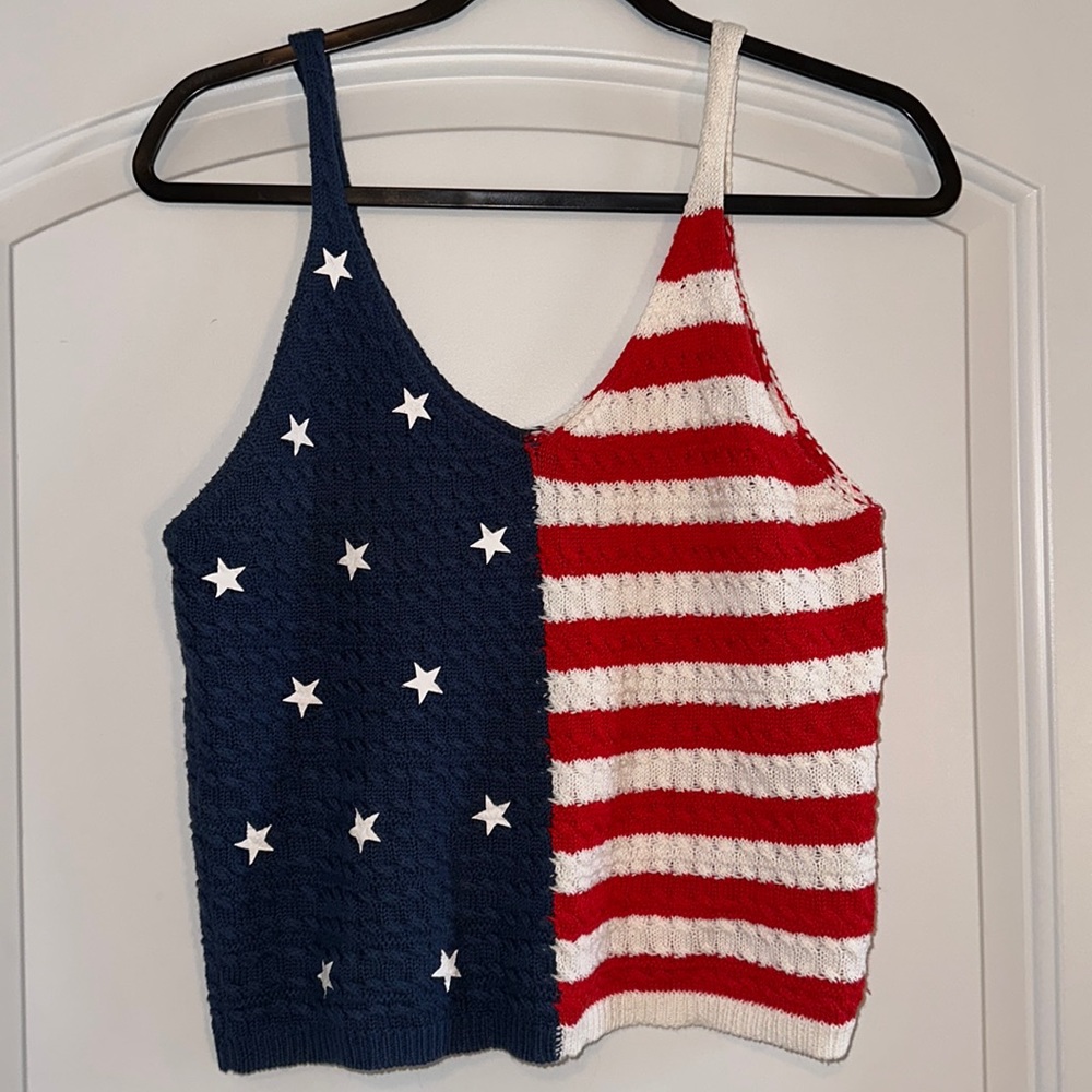 American flag knit tank